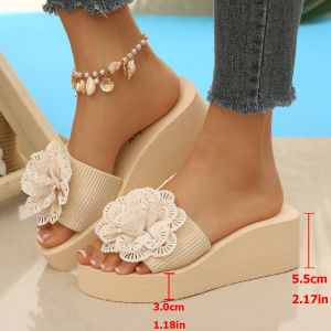 Free Shipping 2026 Summer Slope Heel Fashionable Non-Slip Outdoor Flip-Flops For Women Beach Vacation Sandals Casual Beach Slippers
