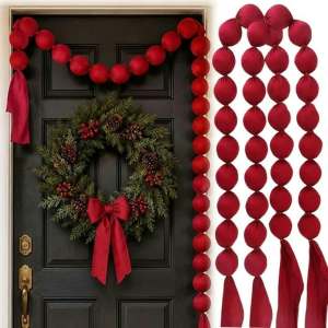 DD Christmas Round Beads Garland Decor for Home Office Events Catering - mixed ball size - high quality item - made of excellent fabric - reversible - decorative - excellent quality - excllent quality - fabric from abroad - classy and elegant - for