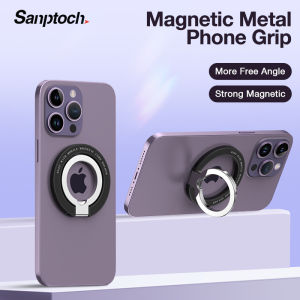 Sanptoch Magnetic Metal Phone Grip Alloy Double Ring Holder Adjustable Stand Compatible With Magsafe For iPhone 16 15 14 13 12 Pro Max Plus Mini
