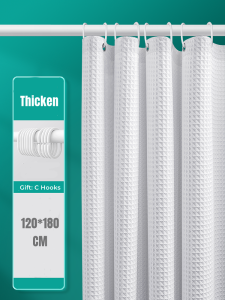 Uncle John Waffle Shower Curtain with Rod Waterproof Mold Resistant  Bathroom Curtain Washable Partition Curtain