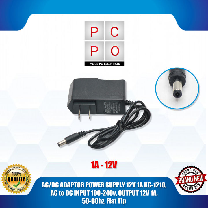 AC/DC ADAPTOR POWER SUPPLY 12V 1A KG-1210, AC to DC INPUT 100-240v ...