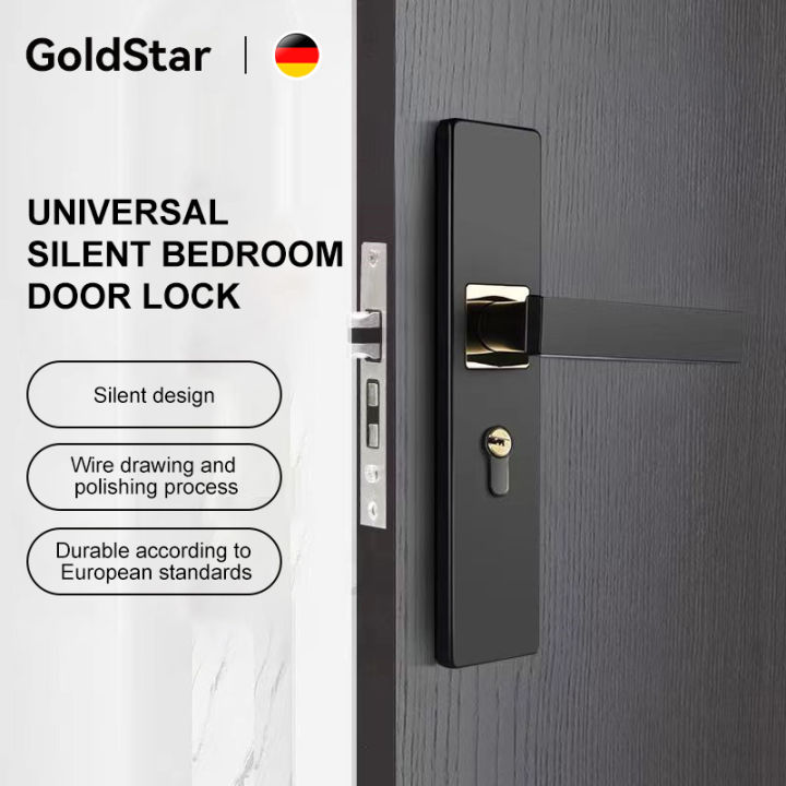 【24hours delivery】 Bedroom bathroom  Black Antique Space Aluminum Door stainless steel Locks Continental Bedroom Minimalist Interior Door Handle Lock