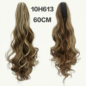 【COD&Spot goods】55CM Long Curly Hair Wig Fashion Claw Cllip Ponytail Wig Hair Extensions Wig Invisible Hairline Easy to Wear Simulation Wig Gripping Wig Natural Internet Celebrity Style