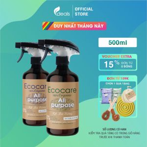 Xịt Chùi Rửa Diệt Khuẩn Đa Năng Hữu Cơ ECOCARE - Chai 500ml - Diệt khuẩn tẩy dầu mỡ mảng bám mạnh mẽ an toàn
