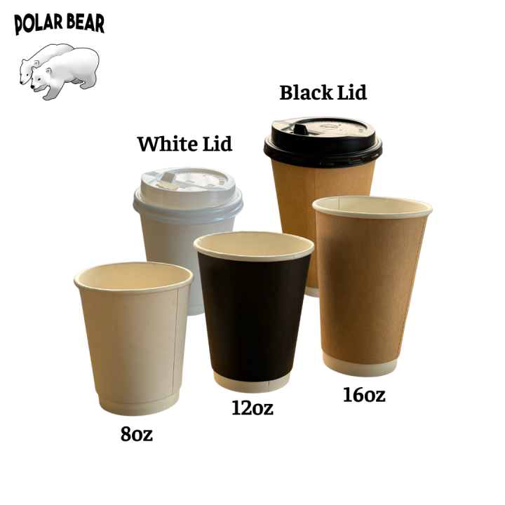 25pcs Double Wall Coffee Paper Cup 8oz / 12oz / 16oz (Kraft / White ...