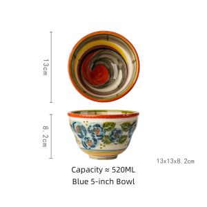 OMK American Retro Style Hand-painted 5 inch Ceramic Bowl 520ML