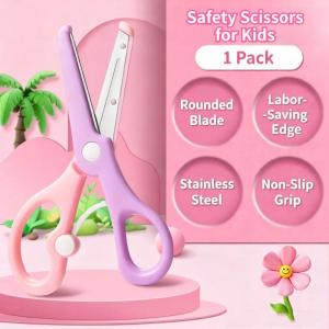Safety Scissors for Kids Paper Childrens Crafting Scissors Cartoon Anti Pinch Plastic Student Scissors School Scissors Scissors for Crafting