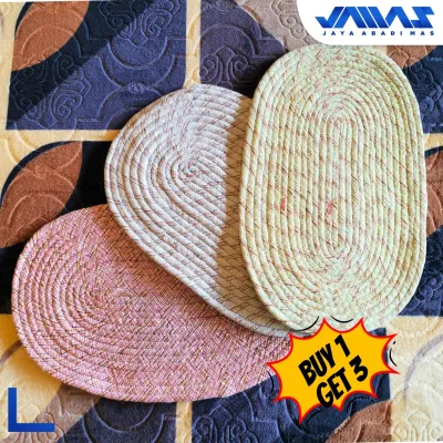BELI 1 DAPAT 3 !!! Keset Tenun Anyam Oval Ukuran 40x60 cm Empuk Tebal Menyerap Air