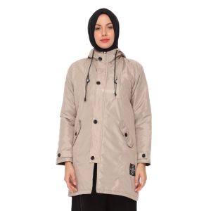 Hijacket Ixora Original Cream Jaket Hijab Muslimah Jaket Parasut Wanita Panjang Untuk Hijaber