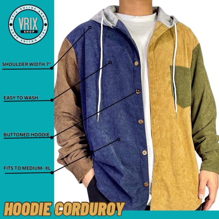 HOODED BUTTONED CORDUROY JACKET Lazada PH