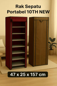 RAK SEPATU JUMBO 10TH 9 Susun Rakitan Shoes Rack Baju Tas With Dust Cover 10 Layer Multifungsi Murah Praktis