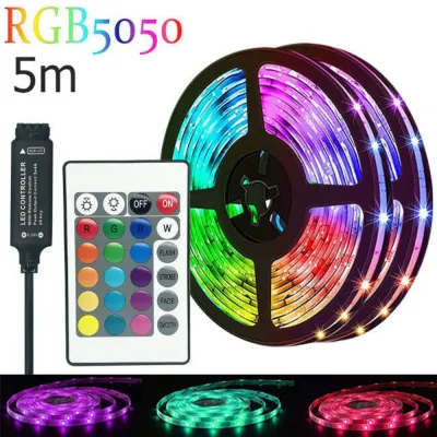 ไฟประดับห้อง ไฟเส้น ไฟแต่งห้อง แถบไฟ LED ไฟ RGB ไฟติดผนังห้อง 5050 ไฟledติดห้อง ไฟตกแต่งห้องนอน 5/10/15/20 เมตร ไฟตกแต่งห้อง พร้อมรีโมท ไฟแต่งบ้าน บลูธูทled strip