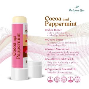 TheOrganicStop Natural Lip Butter Cocoa & Peppermint 100% Alami 5 gram