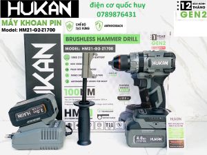 Máy khoan pin Hukan Gen2 Z1700 3 chức năng Lực siết 100Nm Có tạo xung chống lật cổ tay rút lỗi bê tông