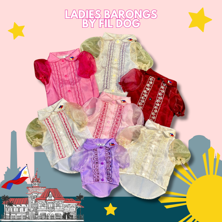 FREE FLAG PIN Fil Dog Ladies Barong with harness ring for your pets