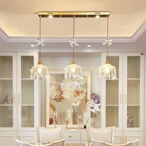 【Free gift+Warranty】Luxury Restaurant Chandelier French Crystal Lamp Modern Minimalist Elegant Three-Head Five-Head Bar Counter Lamp Personalized Creative Dining Table Lamp - Bar table lamp
