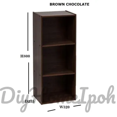 DiyHomeIpoh [READY STOCK] 3 Tier Wooden Multipurpose Rack Book Shelf Rak Buku Kabinet Buku 3层书架 | Colourful
