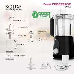 BOLDE FOOD PROCESSOR FORTE X Pelumat Makanan 700 Ml 4 Mata Pisau.