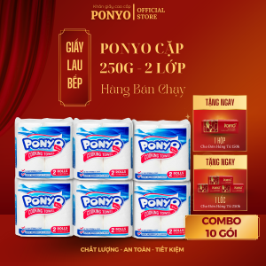 Combo 6 Cặp Khăn giấy cuộn đa năng dùng trong nhà bếp PONYO 2 lớp 250g/cuộn - Thiên An Nam paper