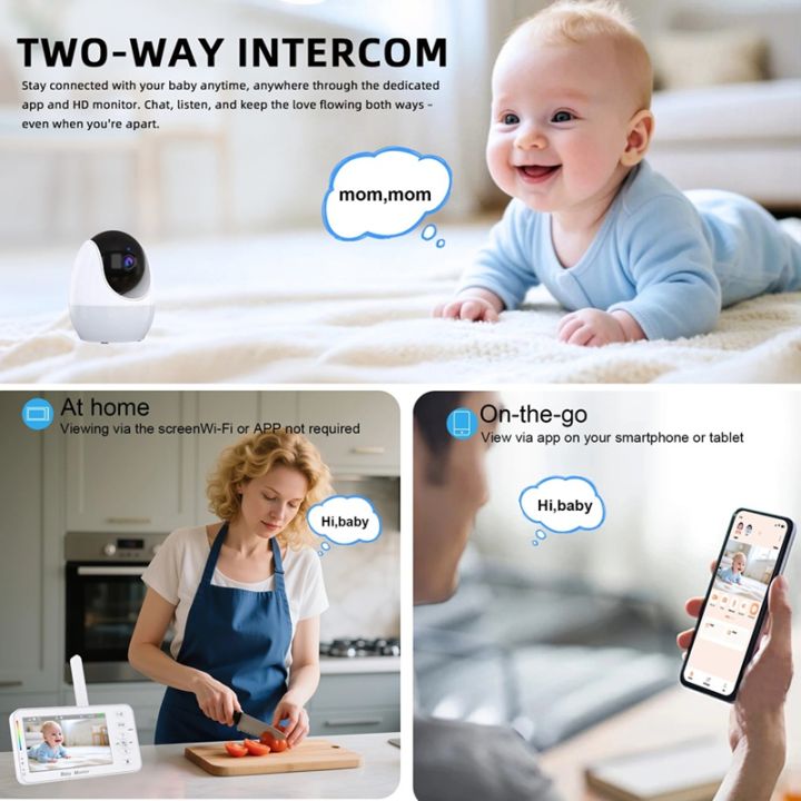 WiFi-Control%20Video%20Baby%20Monitor%20Featuring%204.3-Inch%20Screen,%20PTZ%20Function,%20Auto%20Tracking,%20Night%20Vision%20for%20Pet%20and%20Baby%20Surveillance%20Care%20-%20Image%203