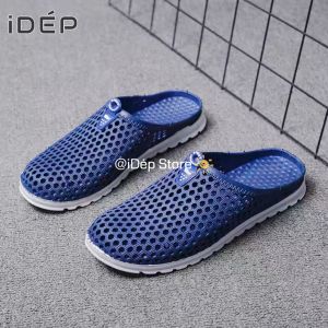 Dép Sục Nhựa Dẻo Lỗ Tổ Ong Nam Nữ PVC Êm chân Chống Trơn Trượt Đi Mưa Đi Trong Nhà SL004 - iDép Store (Đen/ Xanh/ Ghi)