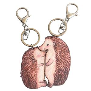2Pcs Mothers Day Gift Cute Cat Raccoon Hedgehog Couple Keychain Friendship or Relationship Matching Woo Keychains Set