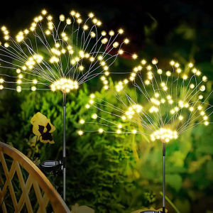 4pcs/Set Solar Firework Lights Hari Raya Lights Outdoor Waterproof 8 Modes Lighting For Ramadan Hari Raya Decoration
