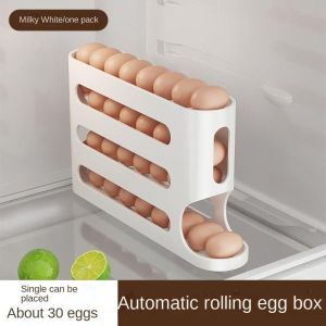 Egg Dispenser Automatically Rolling Egg Storage Box Container 2 Tier Rolling Egg Organizer Kotak Simpanan Telu