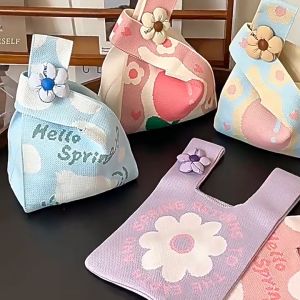 New Korean Ins small Knitted Bag mini16*28cm fresh Girls Vest Bag Handbag Knitted Bag for Woman Gift