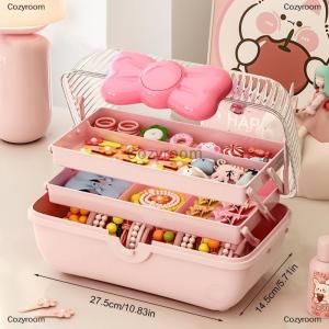[COD] Cozyroom ชั้นเก็บกิ๊บติดผมหลายชั้นสำหรับเด็กผู้หญิงกล่องเก็บเครื่องประดับที่คาดศีรษะเชือกคาดศีรษะของเด็ก