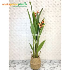 Pohon Hias Daun Pisangan Heliconia Bunga Bird Of Paradise T165 Latex Artificial Pot Dasar Cover Purun Belly Medium Dekorasi Pajangan Ruangan Rumah Aesthetic