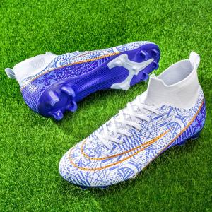 High-top long spikes soccer shoes for men and women sweat absorbent breathable sports and leisure game