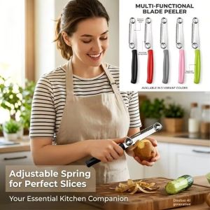 KECTTIO Spring Assisted 2 in 1 Peeler Slicer Quick Slicing Stainless Steel Vegetable Fruit Peeler Comfortable Rustproof Potato Carrot Shredder Kitchen Use