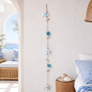 HUNIU HOUSE Chủ đề đại dương Kẹp Ảnh Treo Tường Phong cách Địa Trung Hải Ngôi sao và Vỏ sò Khung ảnh ghép Sáng tạo Gỗ Tranh treo trang trí Đồ trang trí tường nhà