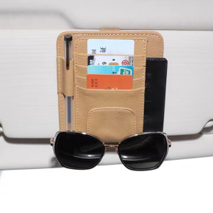 PU Car Sun Visor Storage Multi-function Vehicle Glasses Pen Holder Card Storage Bag Bill Clip