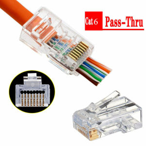 (Upgraded )CAT6 UNSHIELDED RJ45 水晶头 (100pcs) | Pass-Through Type | Transparent Plug | For UTP CAT 6 With Gold Plated 3U