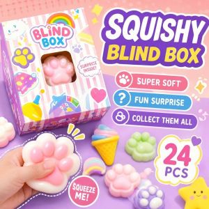 Squishy Blind Box Fidget Toy Stress Relief Slow Rebound Soft Silicone Kids Gift 24PCS Surprise