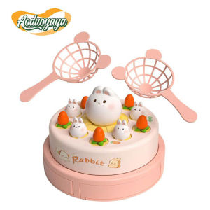 Aoduoyaya Childrens Bounce Catch Rabbit Carrot Board Game Fishing Plate Toy Rotating Education Toy