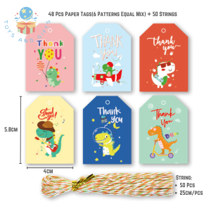 48 Pcs + 50 Strings Thank You Tags Gift Label Tags Birthday Party Tags