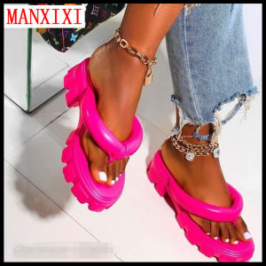 MANXIXI Women Fashion Slippers Beautiful 1.97 Inches Clip Toe Candy Color Wedge Sandals (Size 36-43)