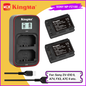 KingMa Sony NP-FZ100 Battery Charger Kit for Sony A1 A9 II A9 A7S III A7R IV A7R III A7C A7C II A7V ZV-E10 II FX3 A6600