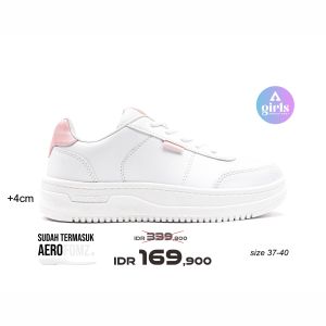 Aerostreet 37-40 Leona Putih Putih Merah Muda - Sepatu Sneakers Casual Sport Pria Wanita Aero Street