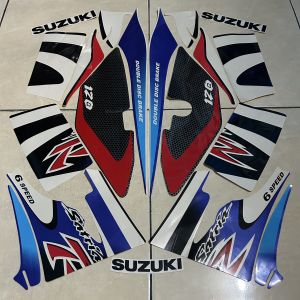 stiker striping suzuki satria 2001 2002 putih biru lis body standar berkualitas original