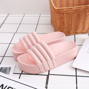[Free Shipping] New WomenS Summer Sandals With Rhinestones Loose High-Heel Non-Slip Thick-Soled Outdoor Slippers