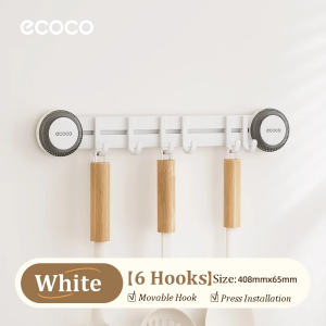 Ecoco 1-Press Lock Adjustable Suction Hooks Wall-mounted Space Saving
