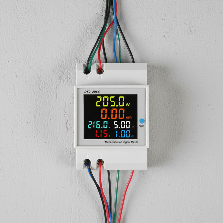 D52-2066 Din Rail AC Monitor พร้อมจอแสดงผล LCD 6 IN 1 Energy Meter 100A ...