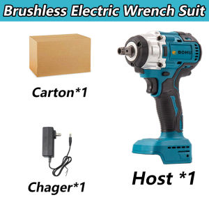 Brushless Electric Impact Wrench Cordless Brushless Electric Wrench High Torque Heavy Duty Cordless 2 Li-ion Batteries Original Rechargeable Portable Electric Impact Wrench Tools Socket Set Brushless Screwdriver Power Tool Gardening Home Tools