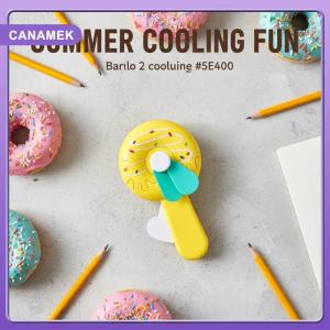 【CANAMEK】 Mini Hand Press Ice Cream Cookie Fan Portable Summer Toy for Kids Outdoor Travel Desk Cooling