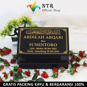 Batu Nisan Kuburan Makam Kijing Granit Full Ukir Islam Ukuran 15X25 Plus Dudukan 20X30