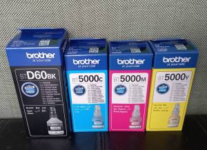Brother BT-D60BK+BT-5000C/M/Y ชุดรวม4 กล่อง4สี แท้ศูนย์ Brother รุ่น DCP-T300/T500W/T700W MFC-T800W
